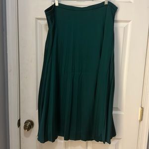 J-Crew pleated satin skirt. Beautiful green and classic design.